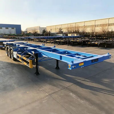 Baja karbon 12,5m Skeleton semi trailer 40ft Container Chassis truk trailer untuk dijual